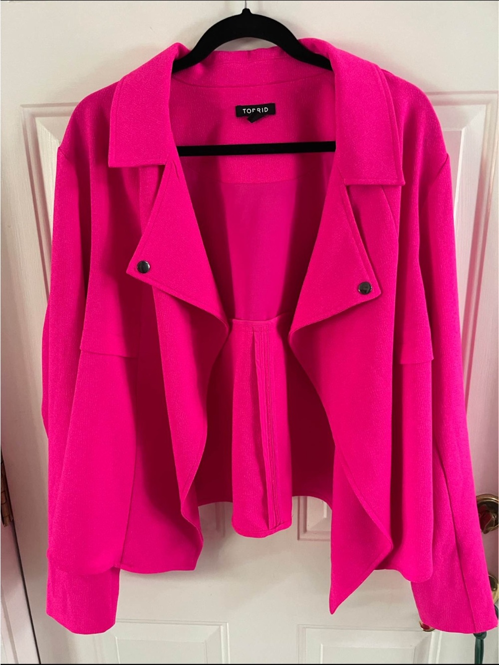 torrid Neon Hot Pink Draped Open Front Blazer
